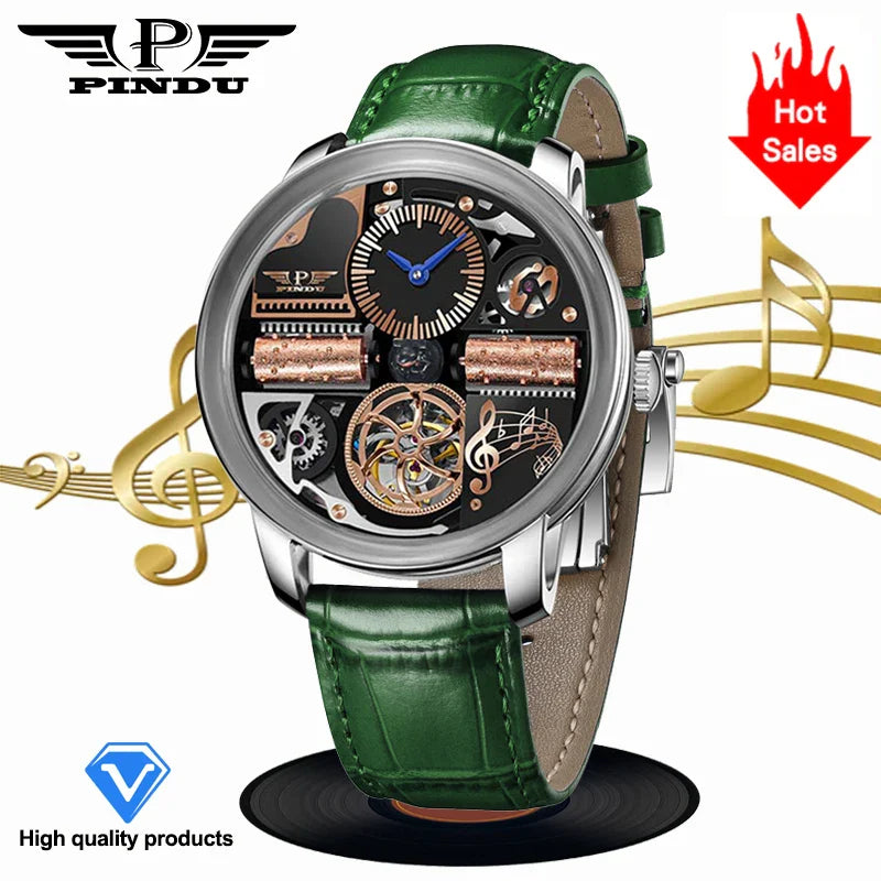 PINDU Design 2025 NEW Music Series Machinery Watch Men Fashion M2791B Movement Sapphire Glass Top Luxury Automatic Watch Hollow
