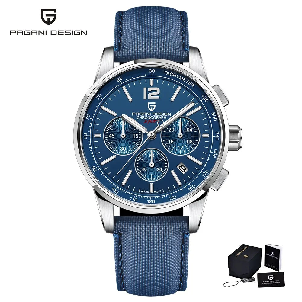 PAGANI DESIGN 2024 New Luxury Fashion Casual Men Quartz Watches VK63 100M Water Resistant Sapphire Glass Stainless Steel Watches