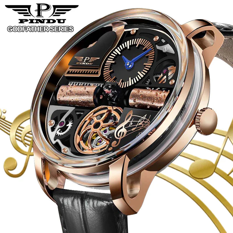 PINDU Design 2025 NEW Music Series Machinery Watch Men Fashion M2791B Movement Sapphire Glass Top Luxury Automatic Watch Hollow