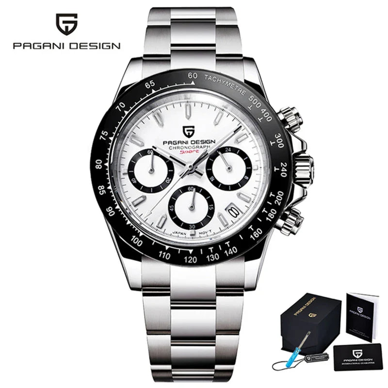 2025 New PAGANI Design Top Brand Men's Sports Quartz Watches Sapphire Stainless Steel Waterproof Chronograph Luxury Reloj Hombre