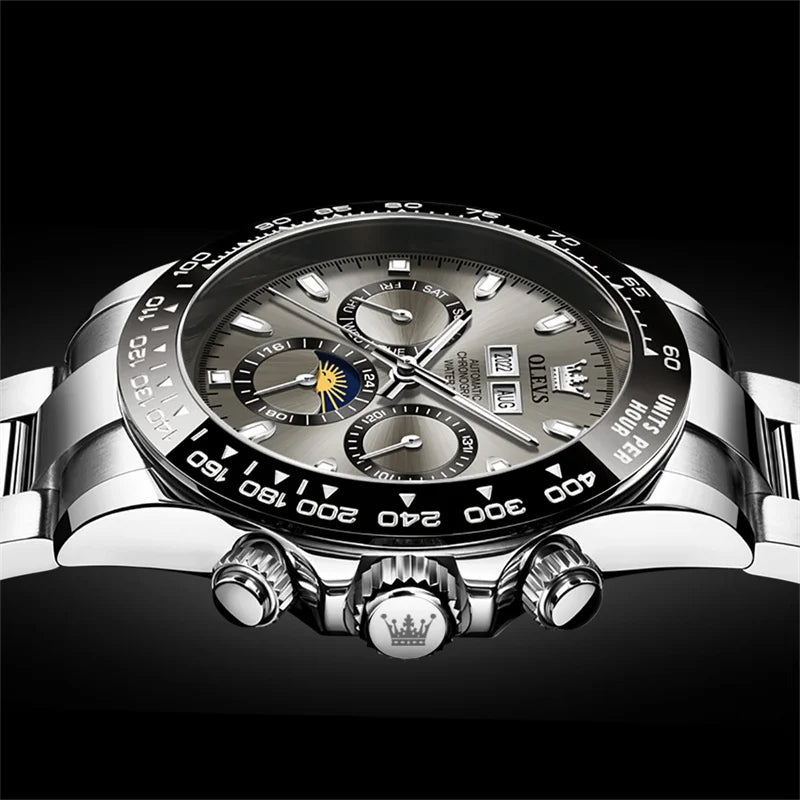 6654 Luxury Mens Watch Chronograph Automatic Mechanical Wristwatch Waterproof Luminous Top Brand Watch for Man Date Sport